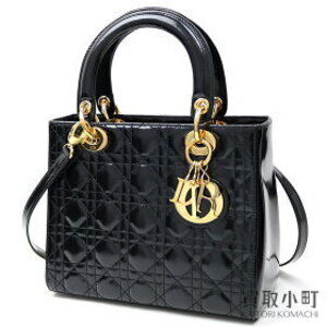 Dior Lady Classic Handbag Black Mirror Calfskin Cannage Stitching Shoulder Bag
